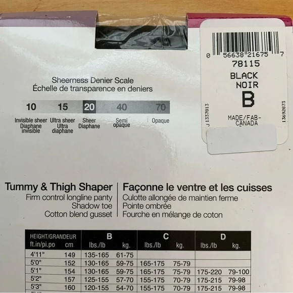 3/$25 SECRET Firm Control Longline Sheer Tights Black - Picture 6 of 11